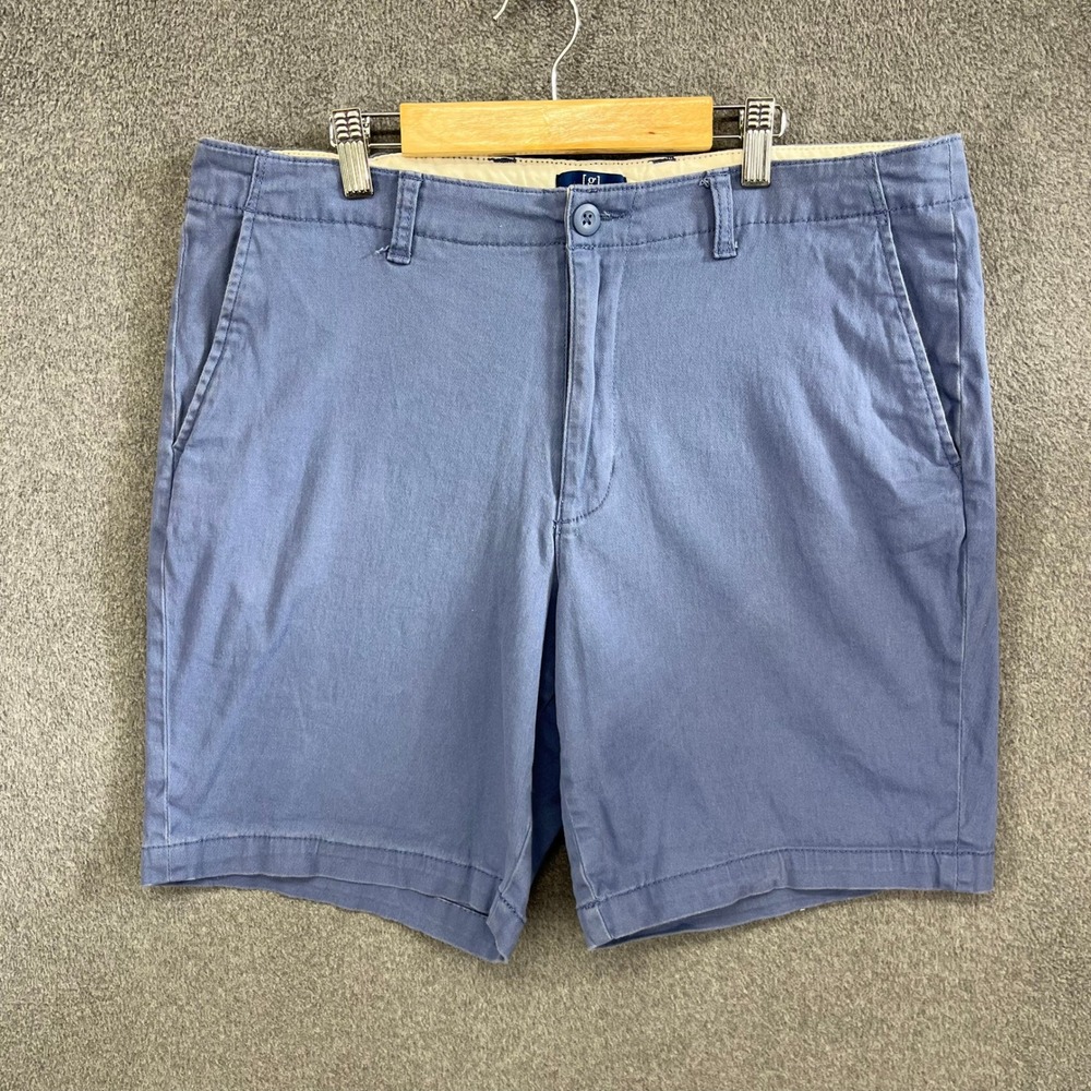 George Men's Blue Chino Shorts Size 34 Flat Front Casual Summer‎